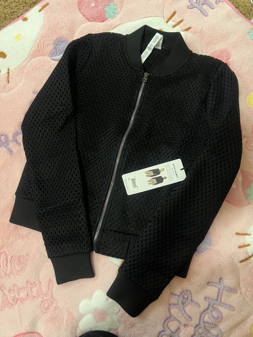 ALO Yoga Black Mesh Bomber Jacket